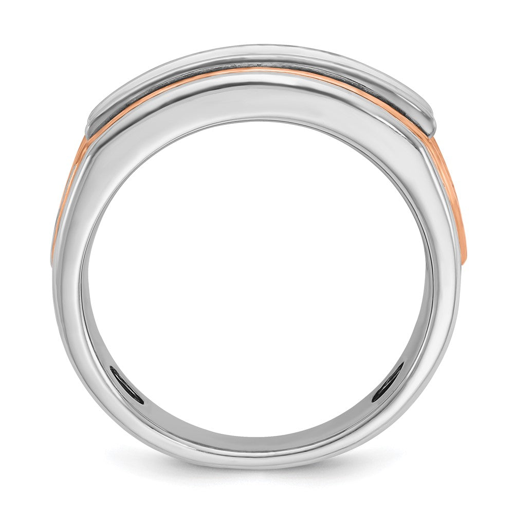 14k White/Rose Gold IBGoodman Men's Polish Cut-out 5-Stone Ring Mtg