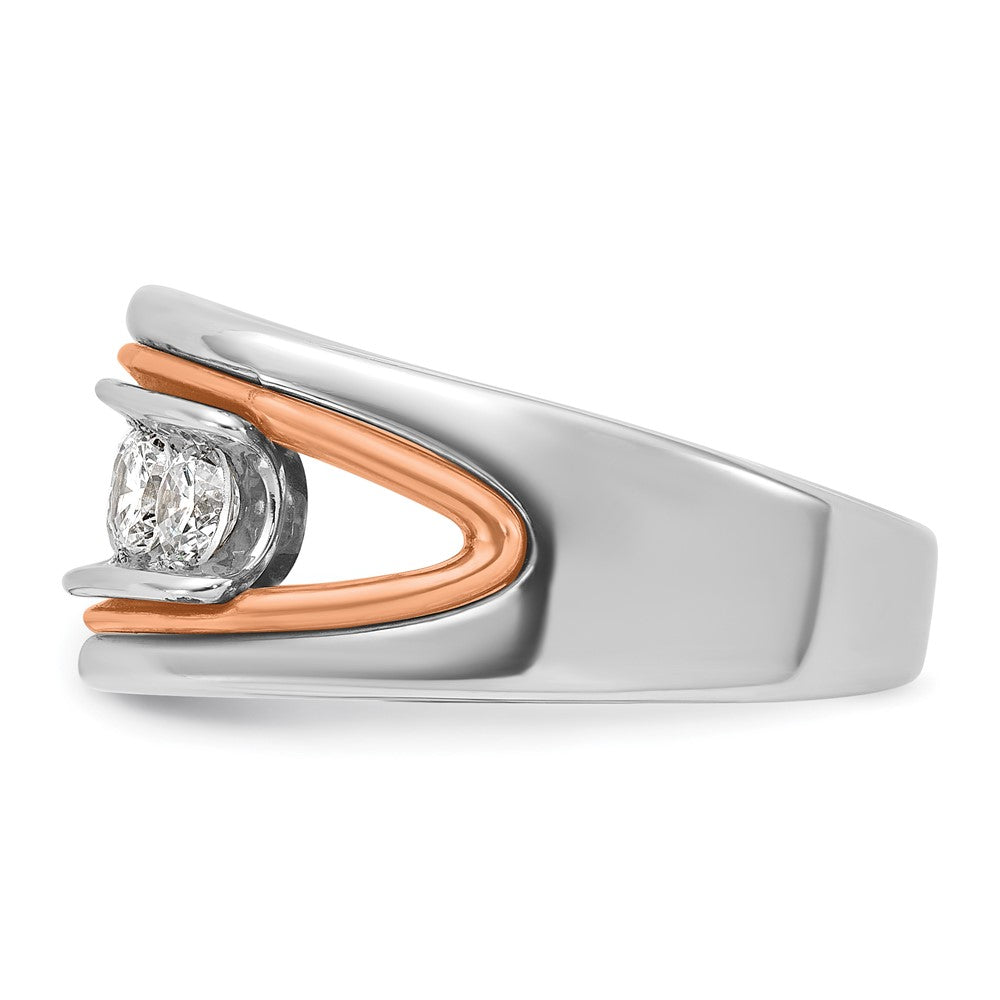 14k White/Rose Gold IBGoodman Men's Polished 5-Stone Diamond Ring