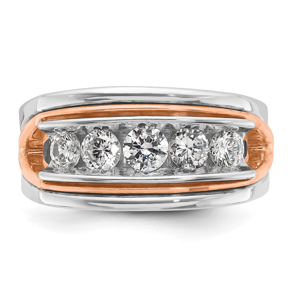 14k White/Rose Gold IBGoodman Men's Polish Cut-out 5-Stone Ring Mtg