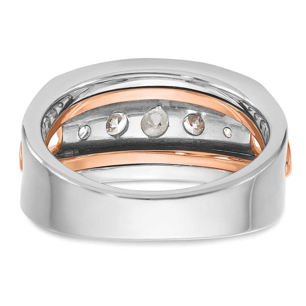 14k White/Rose Gold IBGoodman Men's Polish Cut-out 5-Stone Ring Mtg