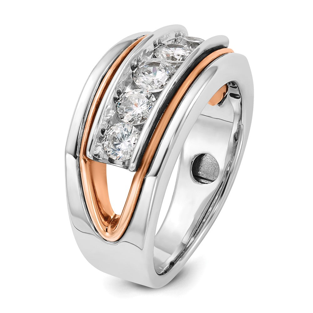 14k White/Rose Gold IBGoodman Men's Polished 5-Stone Diamond Ring