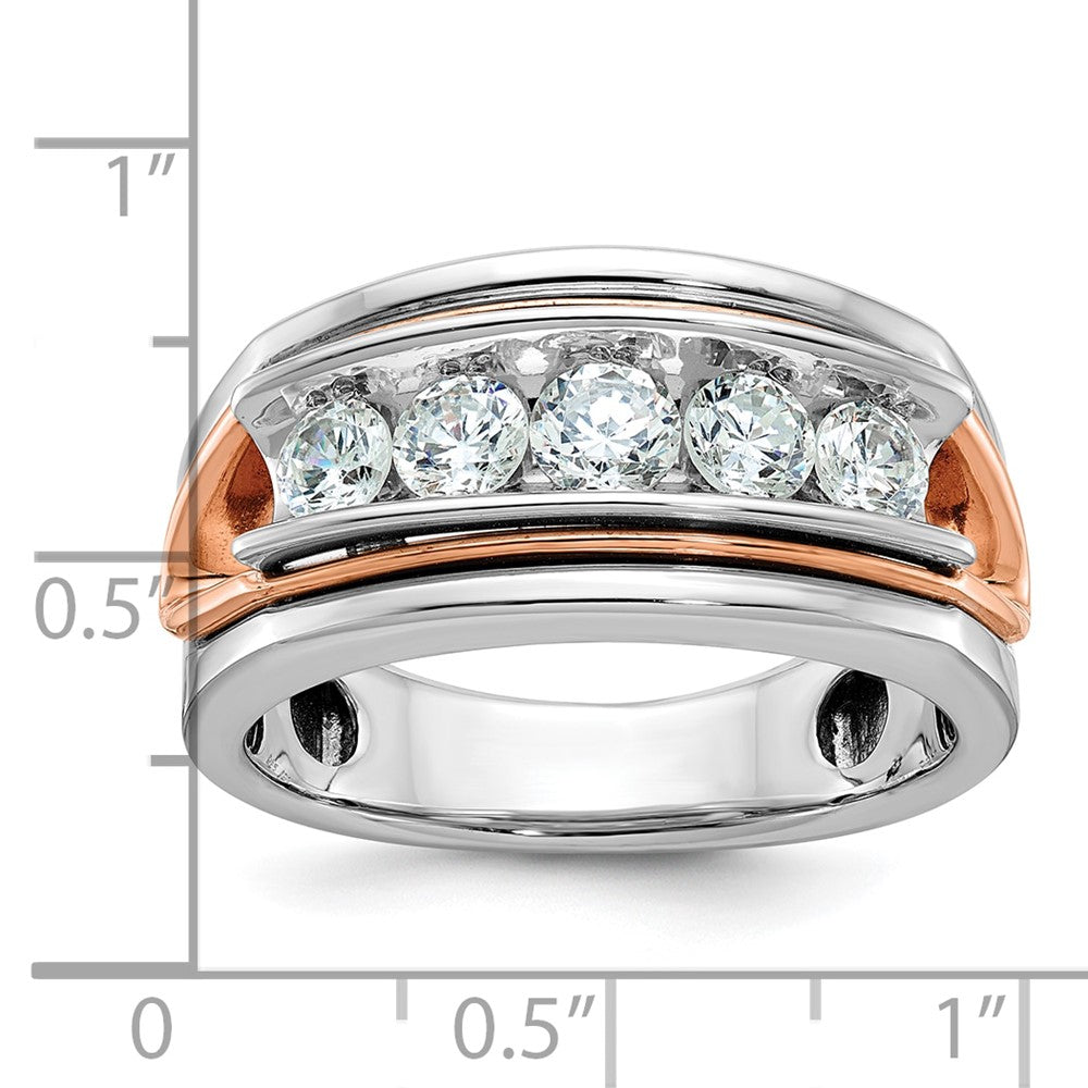 14k White/Rose Gold IBGoodman Men's Polish Cut-out 5-Stone Ring Mtg