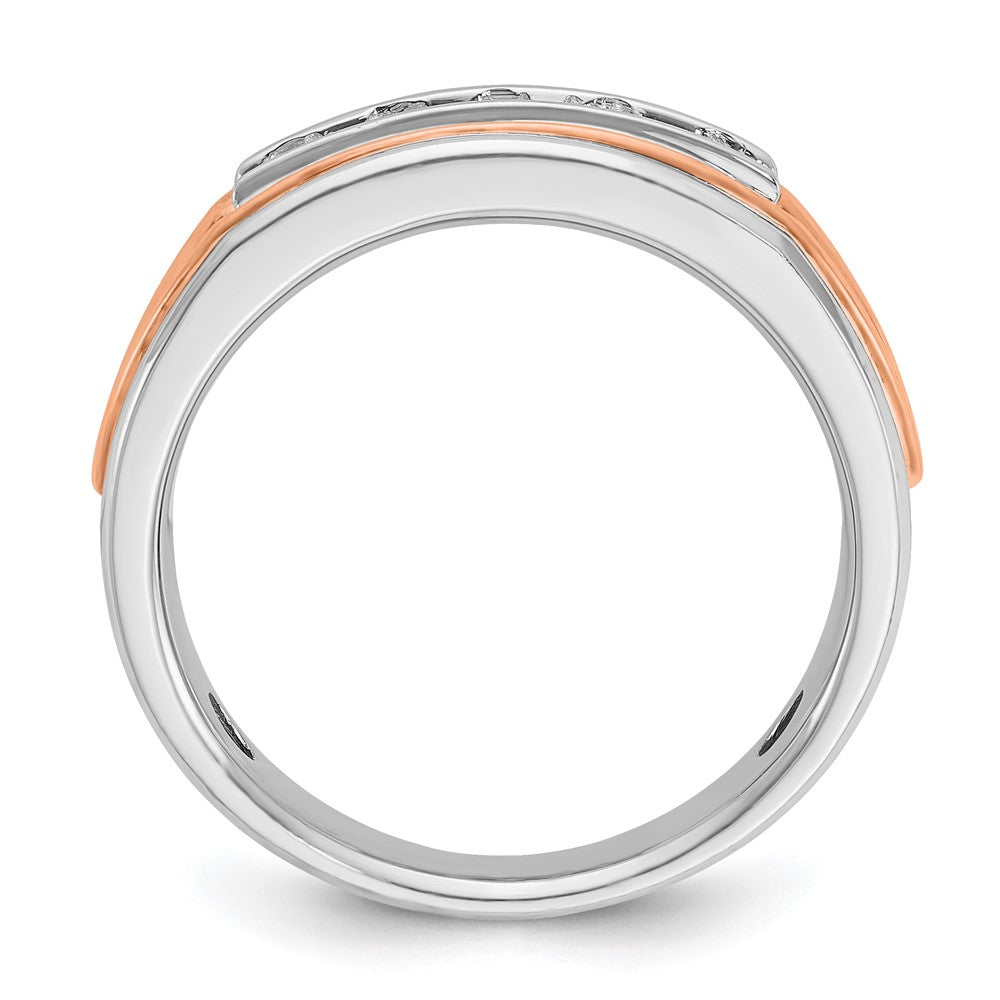 14k White/Rose Gold IBGoodman Men's Polish Cut-out 5-Stone Ring Mtg
