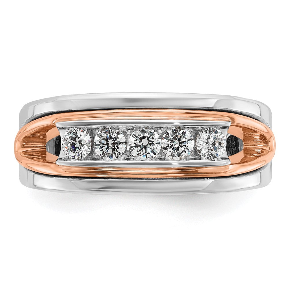 14k White/Rose Gold IBGoodman Men's Polish Cut-out 5-Stone Ring Mtg