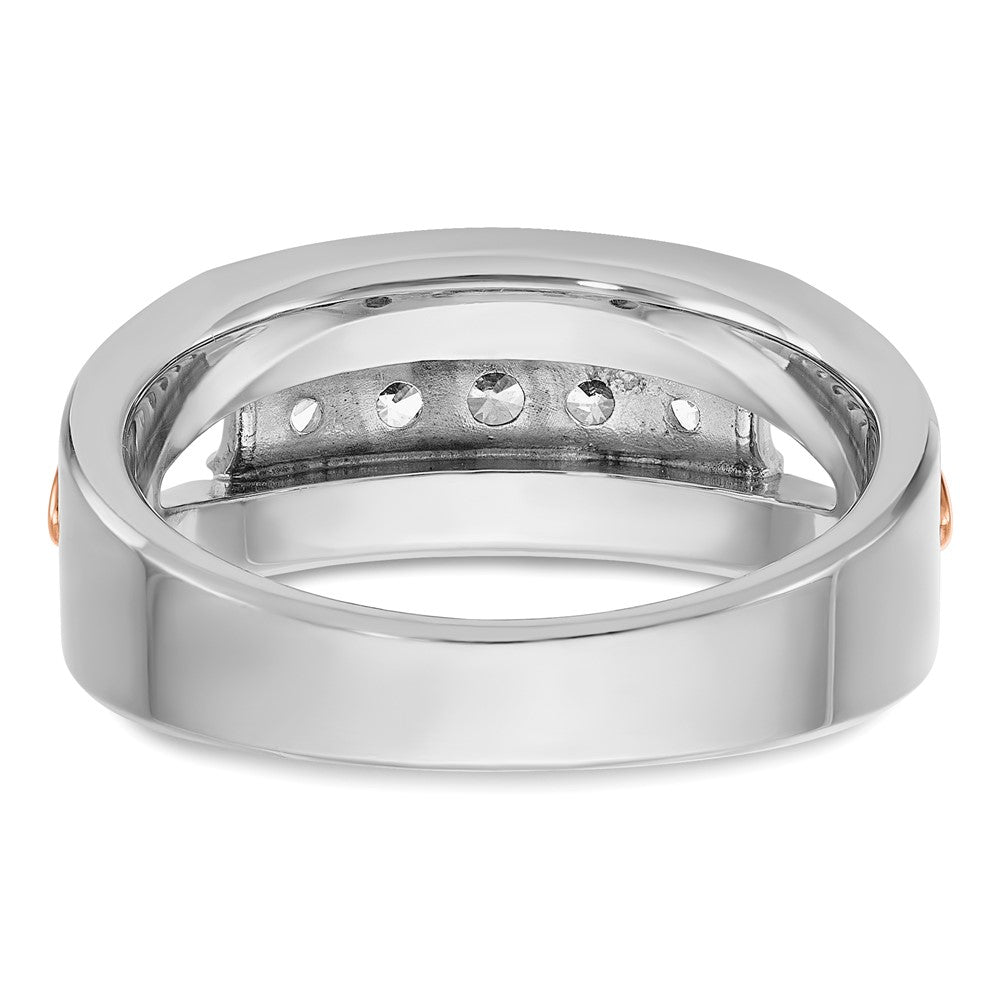 14k White/Rose Gold IBGoodman Men's Polish Cut-out 5-Stone Ring Mtg