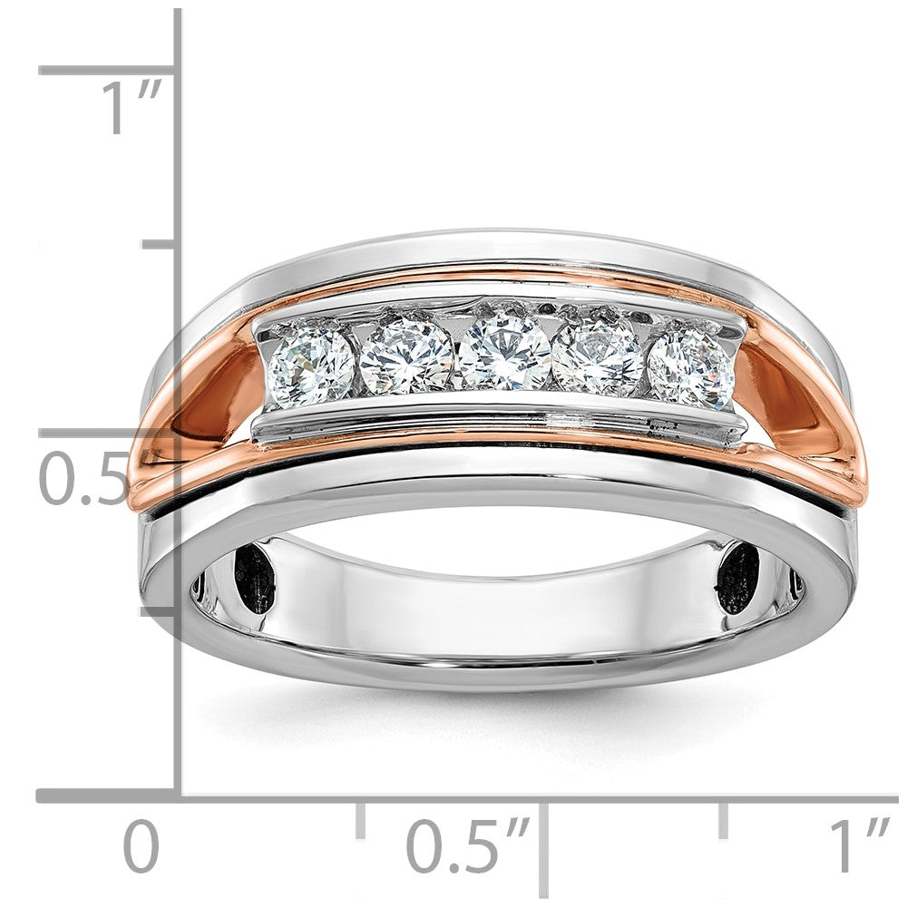 14k White/Rose Gold IBGoodman Men's Polish Cut-out 5-Stone Ring Mtg