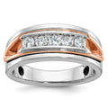 14k White/Rose Gold IBGoodman Men's Polish Cut-out 5-Stone Ring Mtg