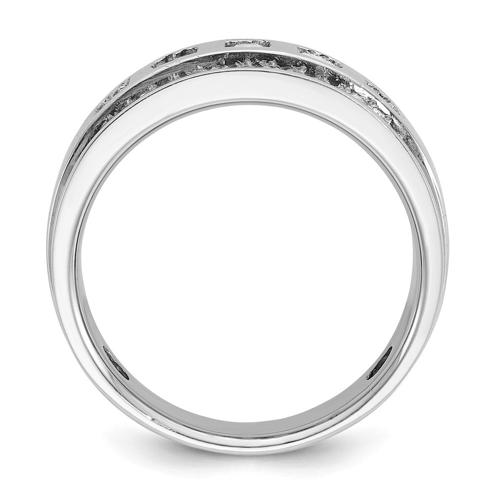 14kw IBGoodman Men's Polish/Grooved Square Diamond 5-Stone Ring