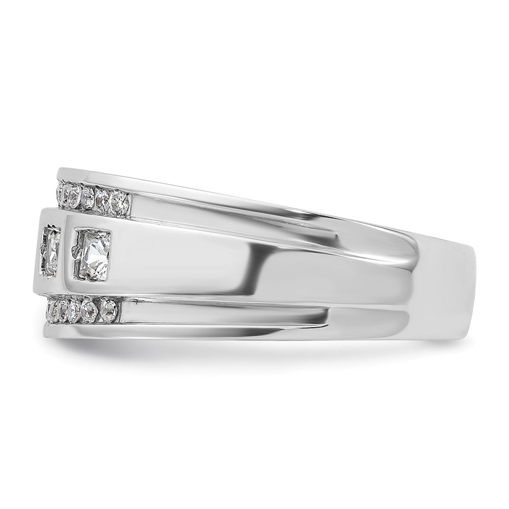 14kw IBGoodman Men's Polish/Grooved Square Diamond 5-Stone Ring