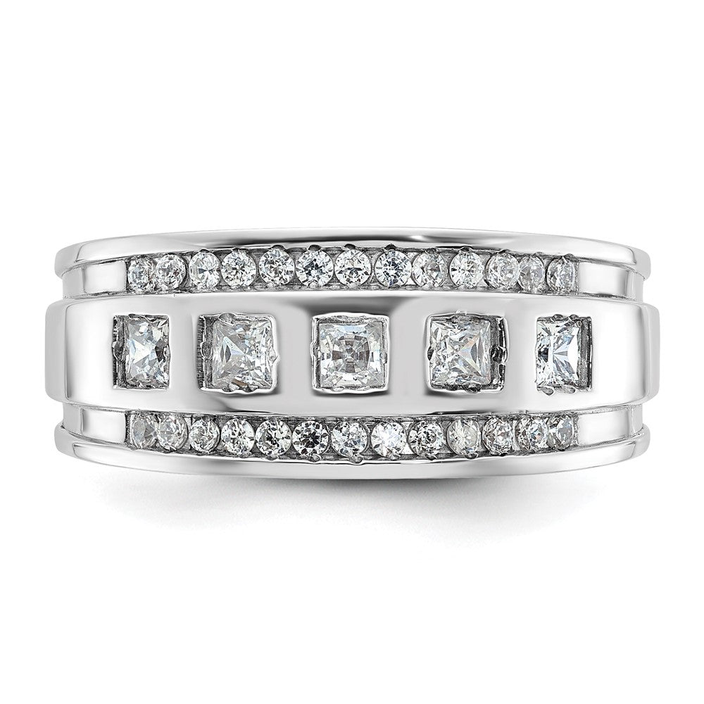 14kw IBGoodman Men's Polish/Grooved Square Diamond 5-Stone Ring
