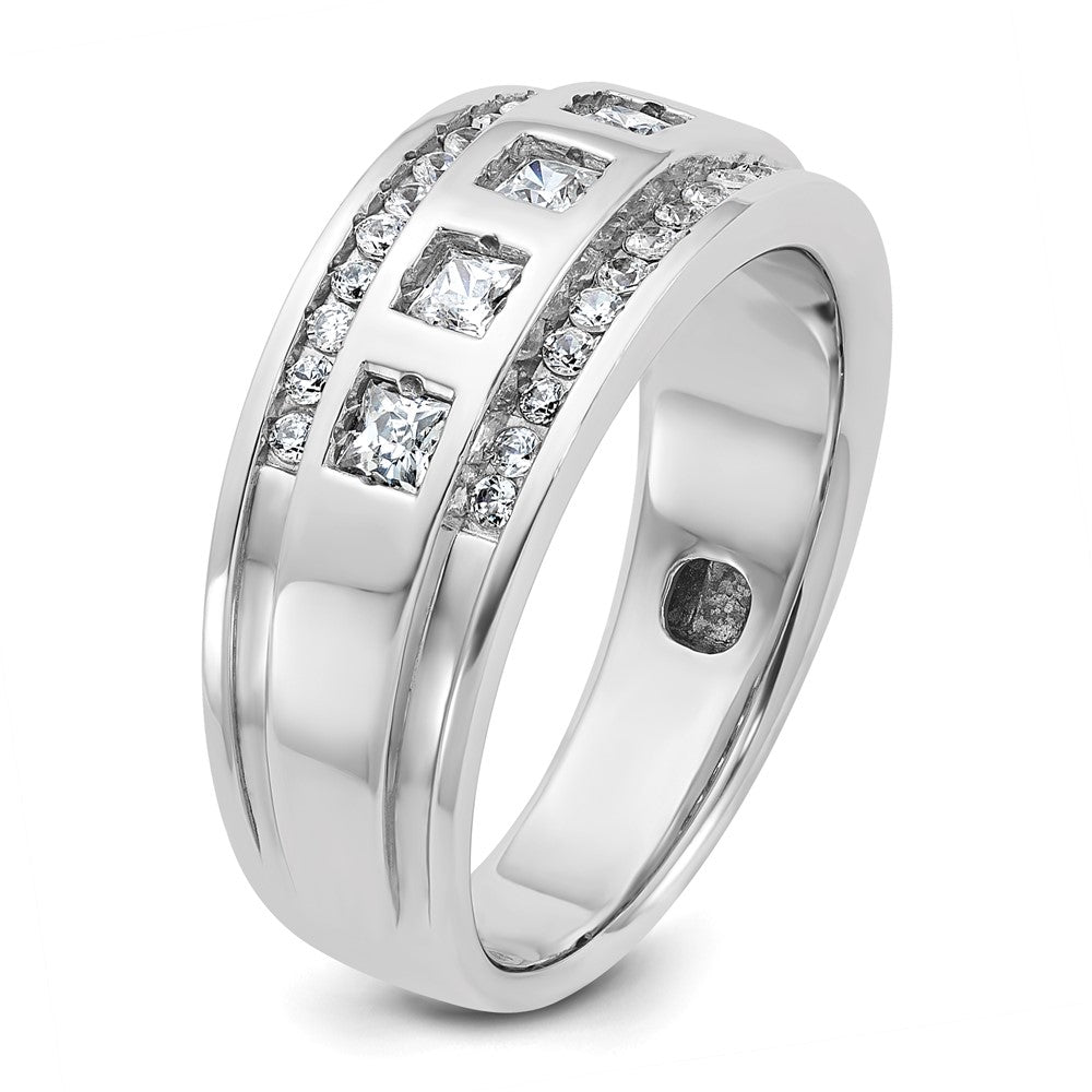 14kw IBGoodman Men's Polished & Grooved Square 5-Stone Ring Mtg