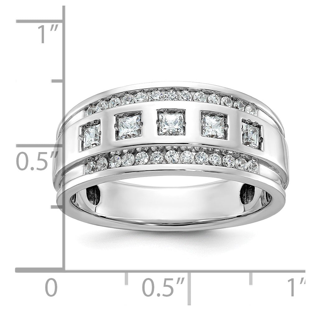 14kw IBGoodman Men's Polished & Grooved Square 5-Stone Ring Mtg