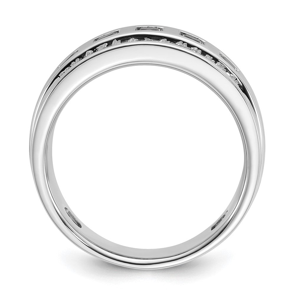 14kw IBGoodman Men's Grooved Square Black & White Diamond Ring