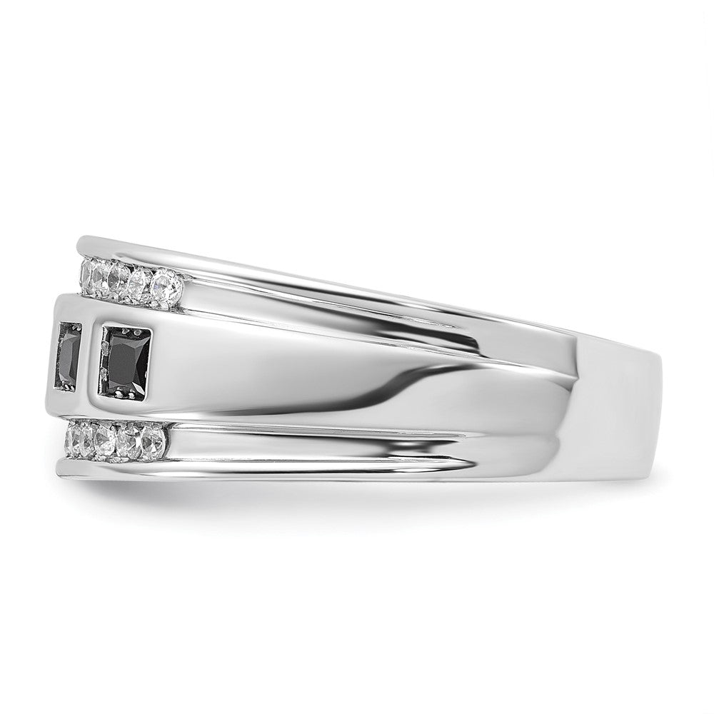 14kw IBGoodman Men's Grooved Square Black & White Diamond Ring