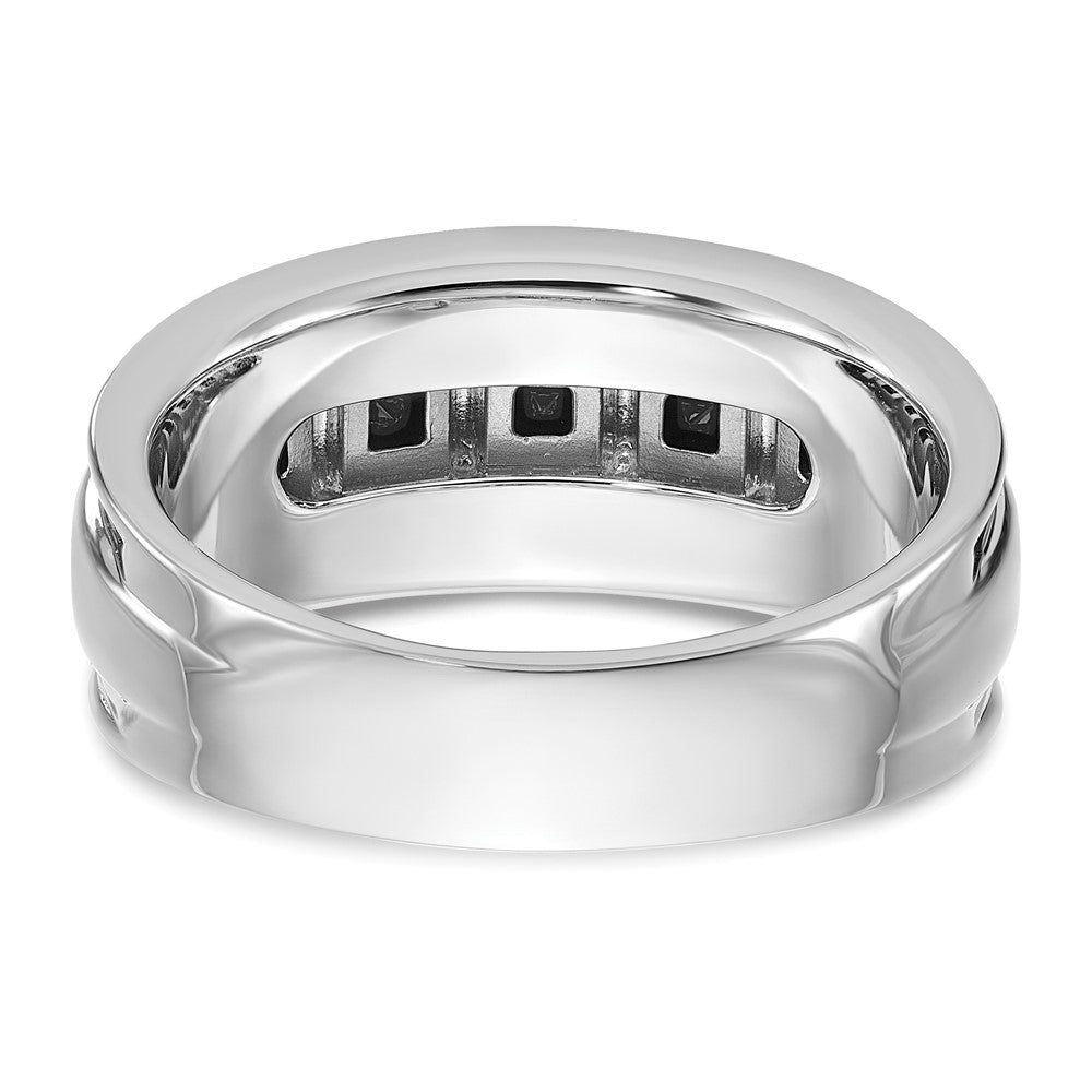 14kw IBGoodman Men's Grooved Square Black & White Diamond Ring