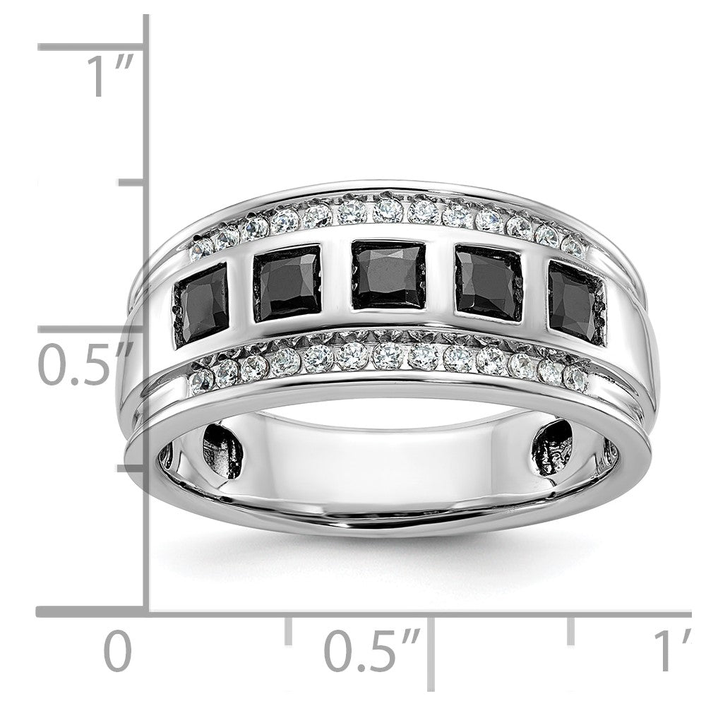 14kw IBGoodman Men's Grooved Square Black & White Diamond Ring