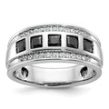 14kw IBGoodman Men's Grooved Square Black & White Diamond Ring