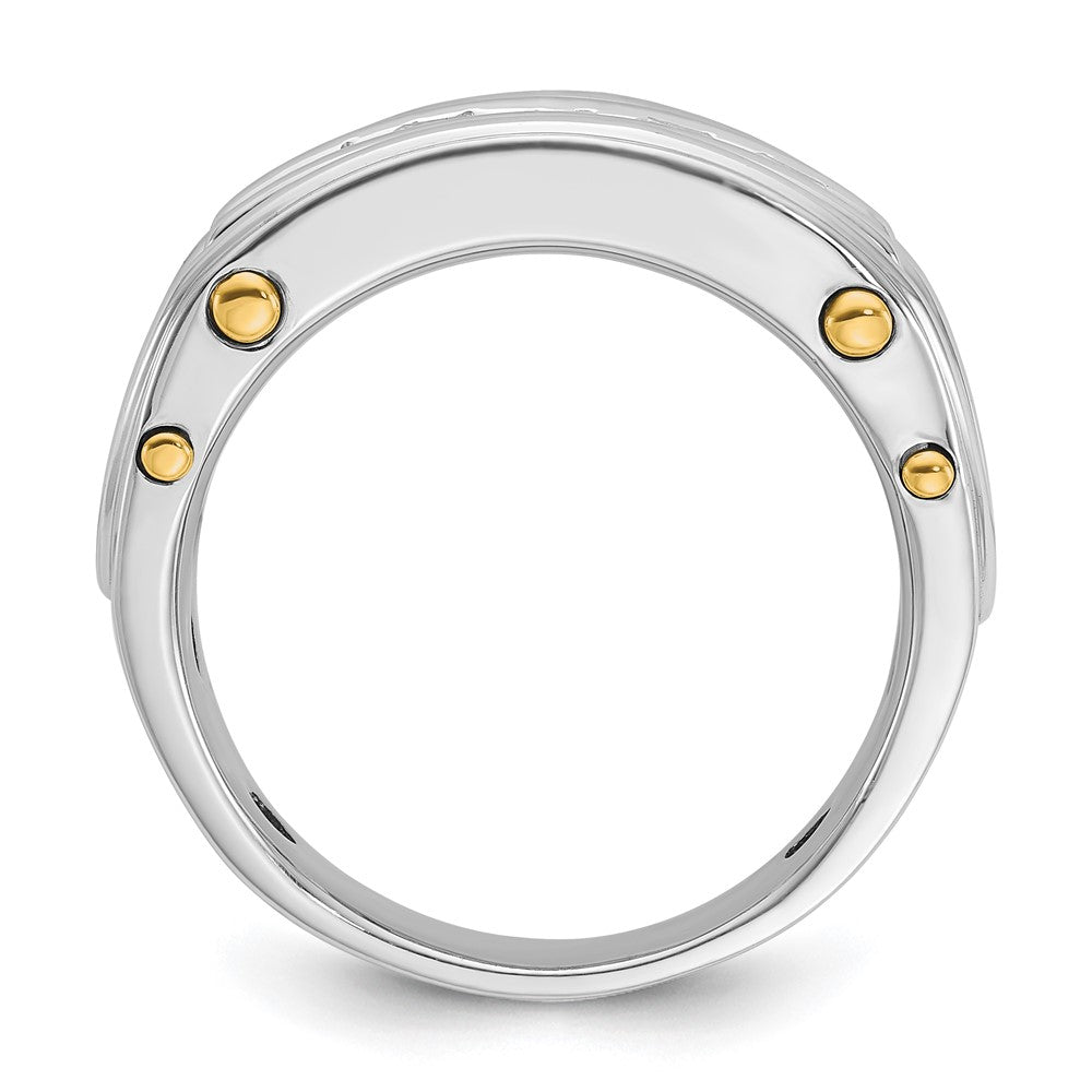 14ktt IBGoodman Men's Polished & Cut-Out Square 5-Stone Ring Mtg