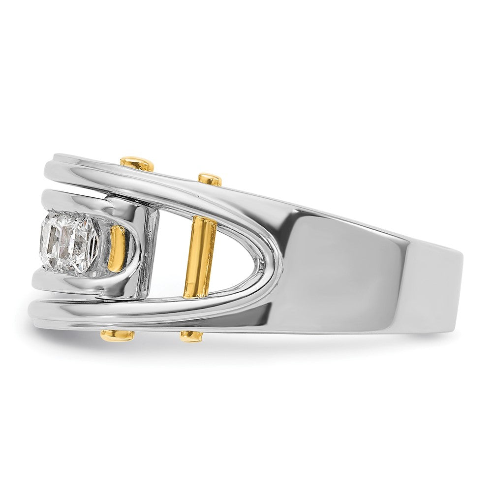 14ktt IBGoodman Men's Polished & Cut-Out Square 5-Stone Ring Mtg
