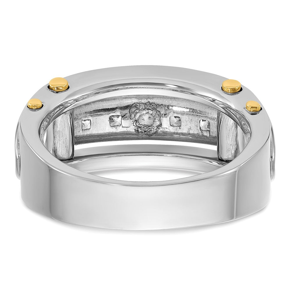 14ktt IBGoodman Men's Polished & Cut-Out Square 5-Stone Ring Mtg