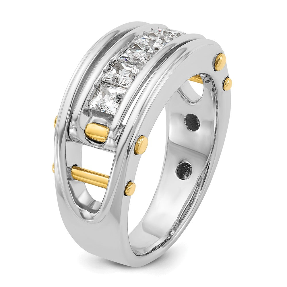 14ktt IBGoodman Men's Polished & Cut-Out Square 5-Stone Diamond Ring