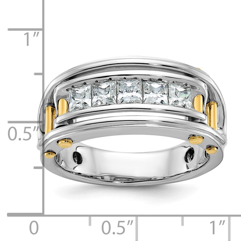 14ktt IBGoodman Men's Polished & Cut-Out Square 5-Stone Ring Mtg