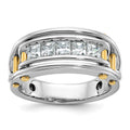 14ktt IBGoodman Men's Polished & Cut-Out Square 5-Stone Ring Mtg
