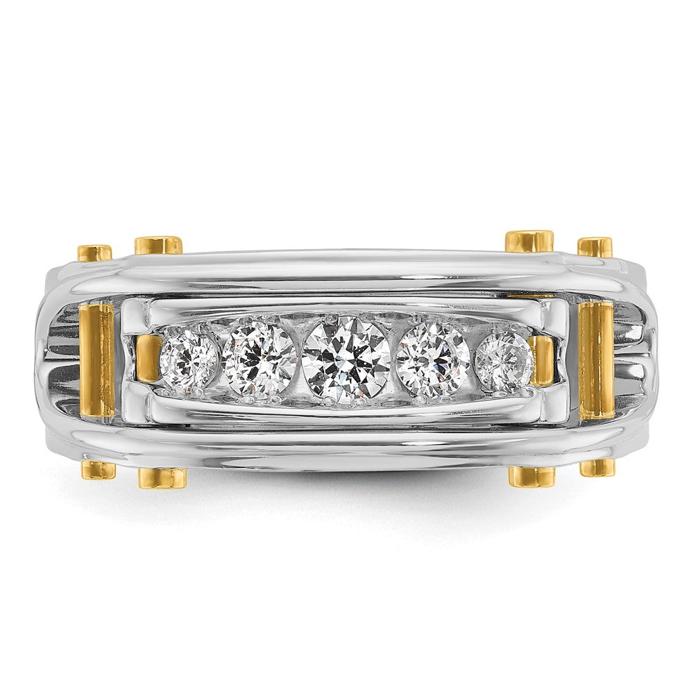 14ktt IBGoodman Men's Polished Grooved Cut-Out 5-Stone Ring Mounting