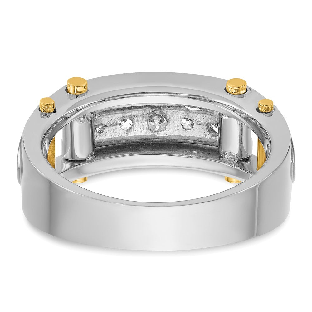 14ktt IBGoodman Men's Polished Grooved Cut-Out 5-Stone Ring Mounting