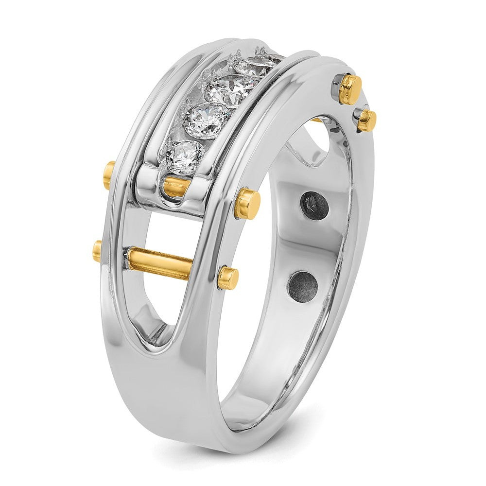 14ktt IBGoodman Men's Polished Grooved Cut-Out 5-Stone Ring Mounting