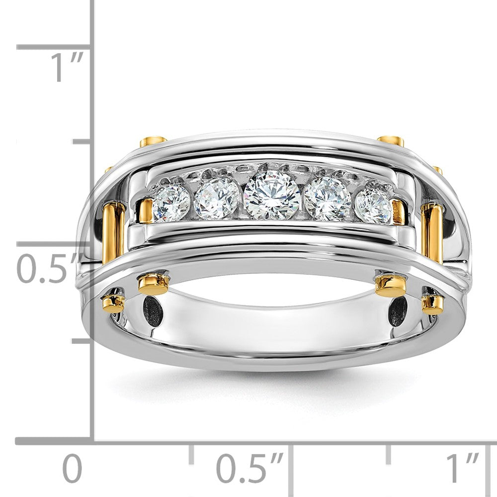 14ktt IBGoodman Men's Polished Grooved Cut-Out 5-Stone Ring Mounting