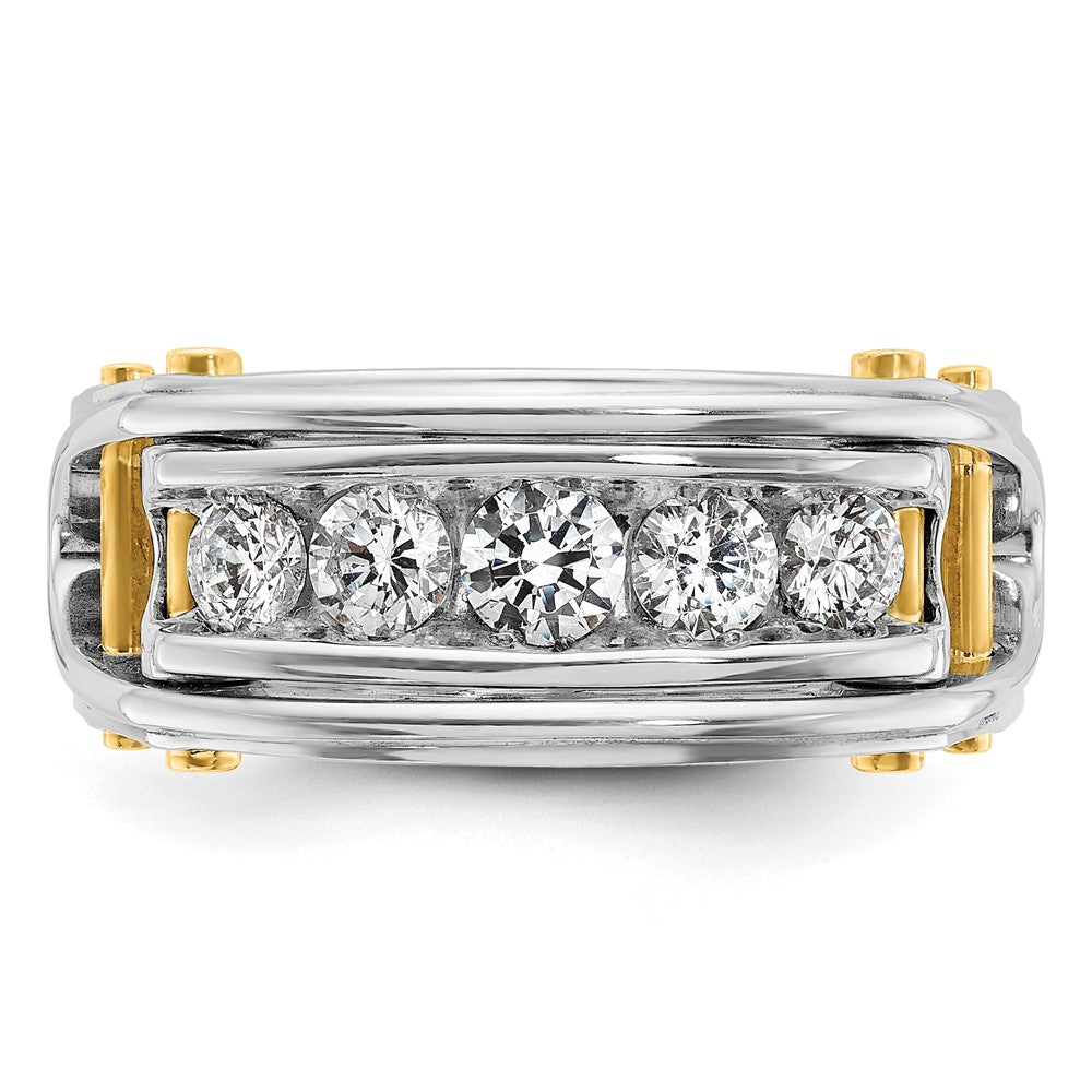 14ktt IBGoodman Men's Polished Grooved Cut-Out 5-Stone Ring Mounting