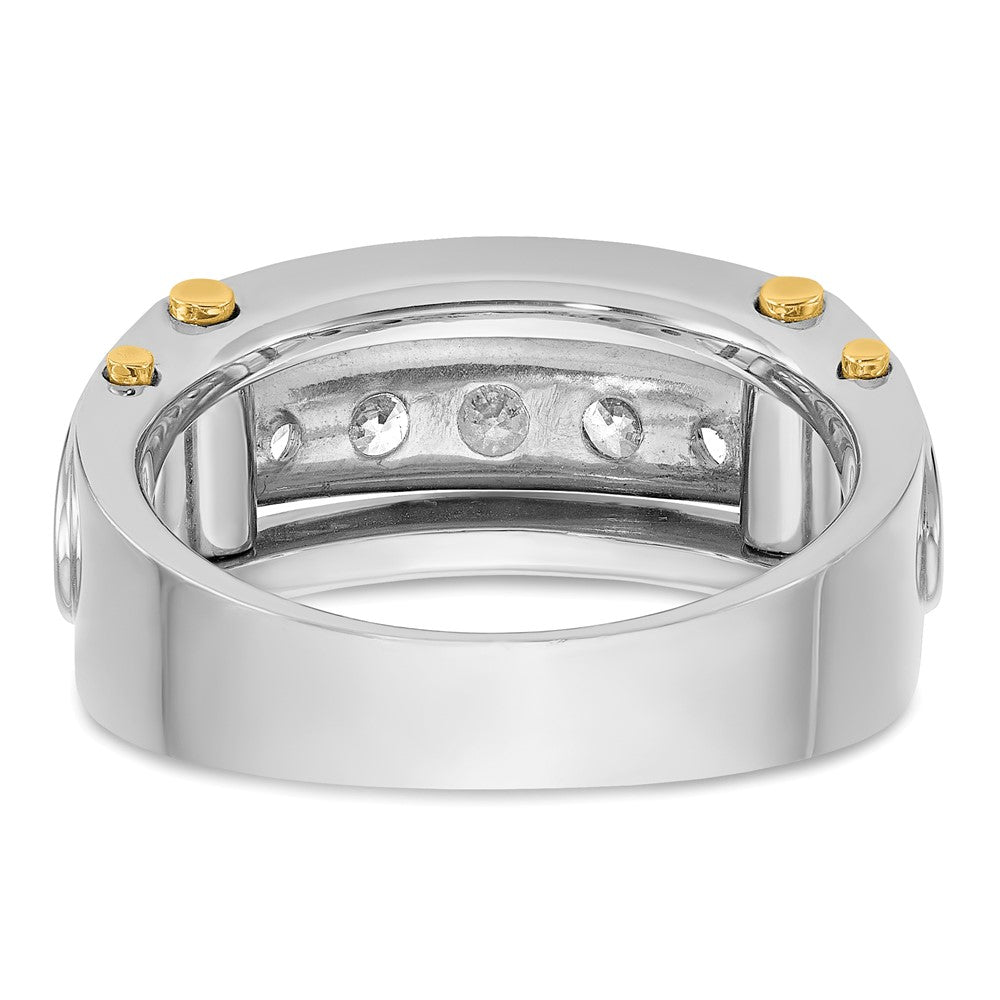14ktt IBGoodman Men's Polished Grooved Cut-Out 5-Stone Ring Mounting