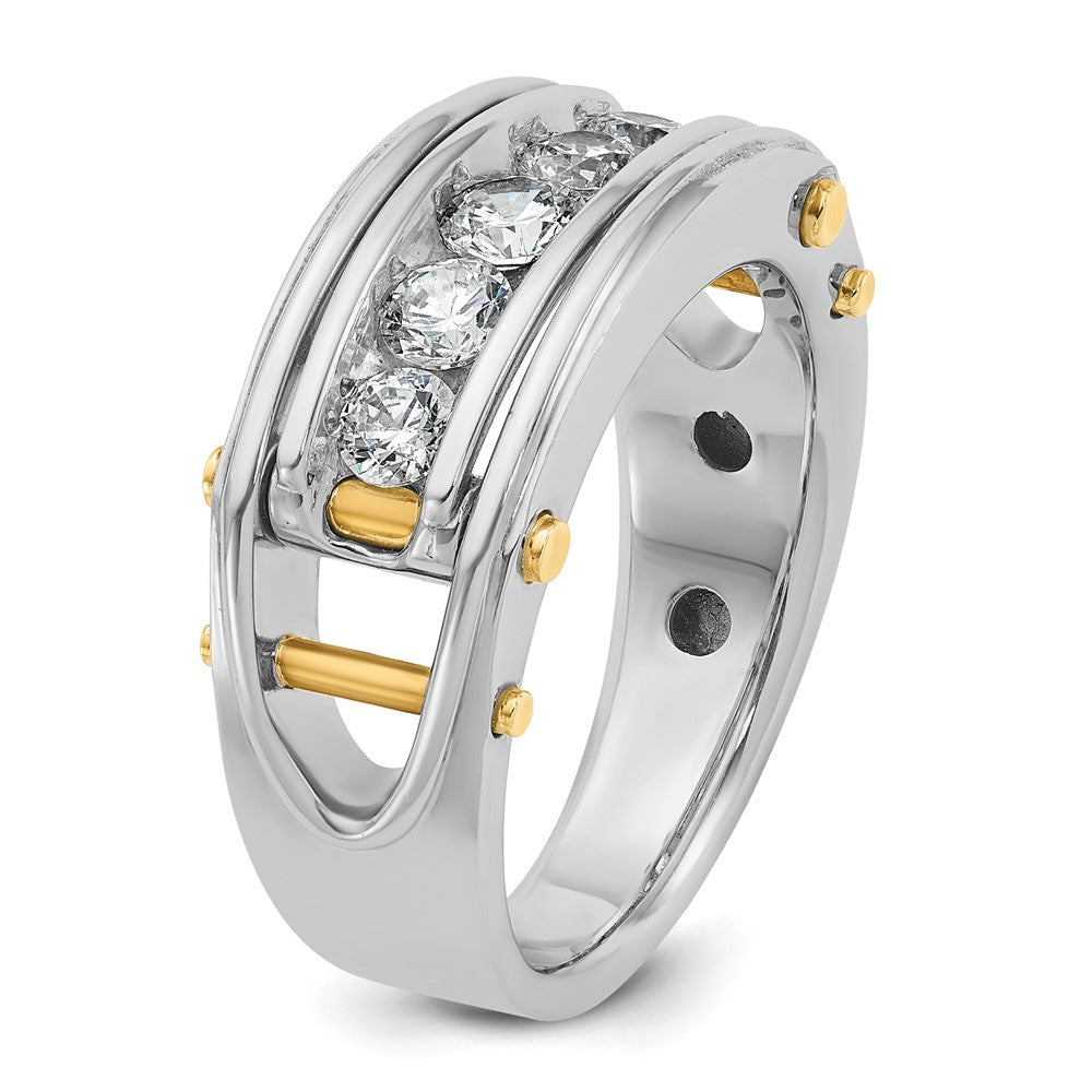 14ktt IBGoodman Men's Polished Grooved Cut-Out 5-Stone Ring Mounting