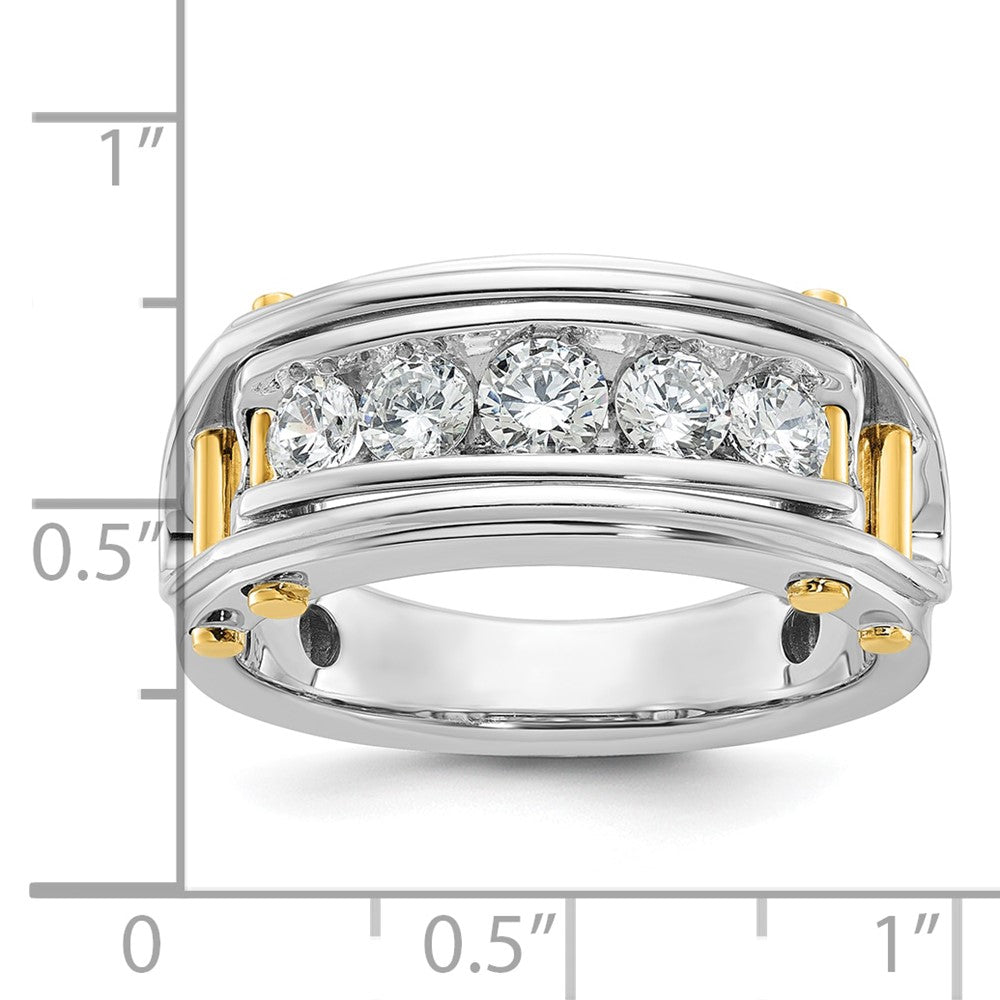 14ktt IBGoodman Men's Polished Grooved Cut-Out 5-Stone Ring Mounting