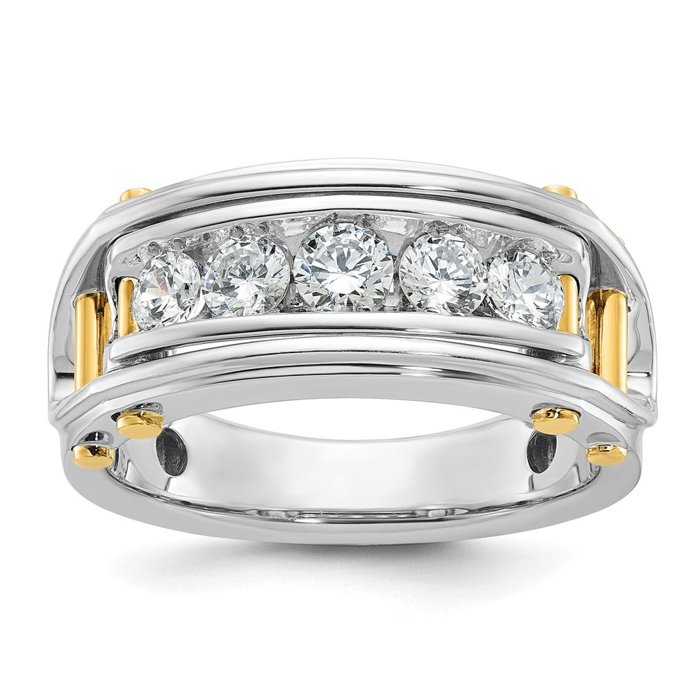 14ktt IBGoodman Men's Polished Grooved Cut-Out 5-Stone Ring Mounting
