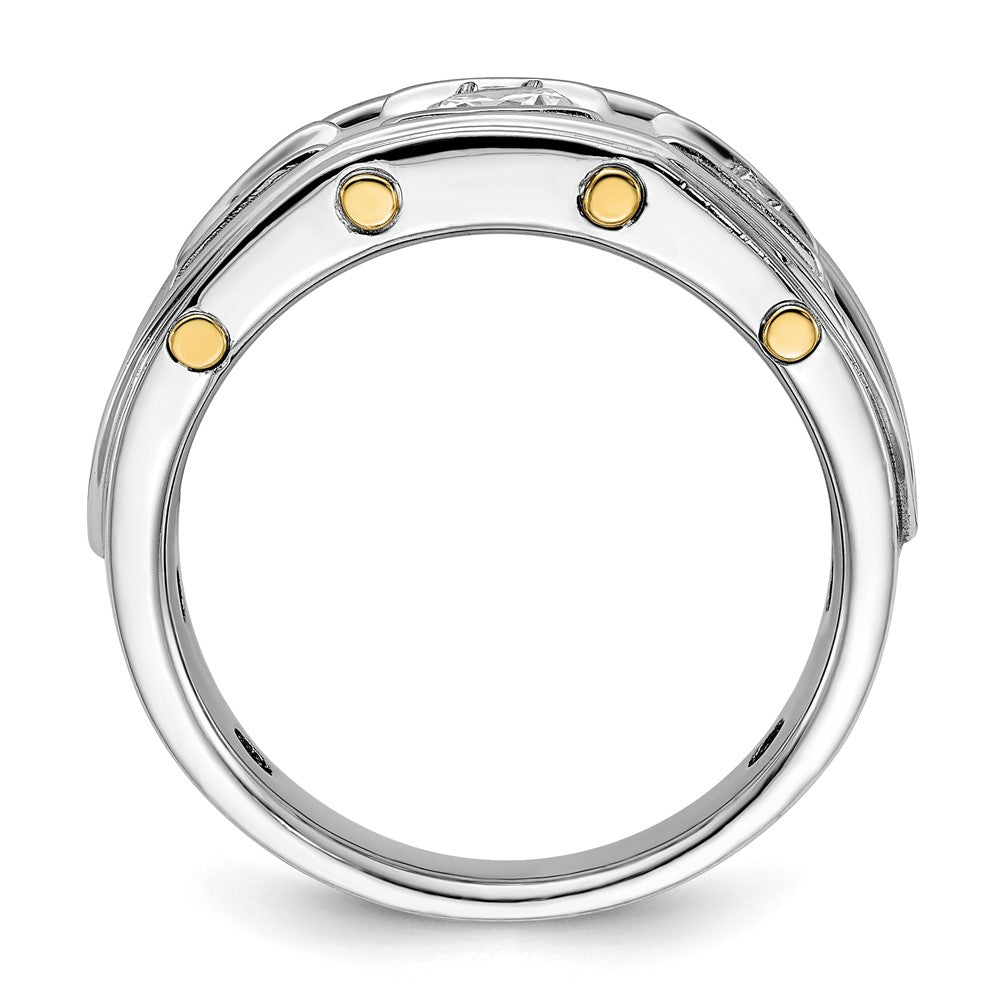 14k Two-tone IBGoodman Men's Polished 3-Stone AA Diamond Ring