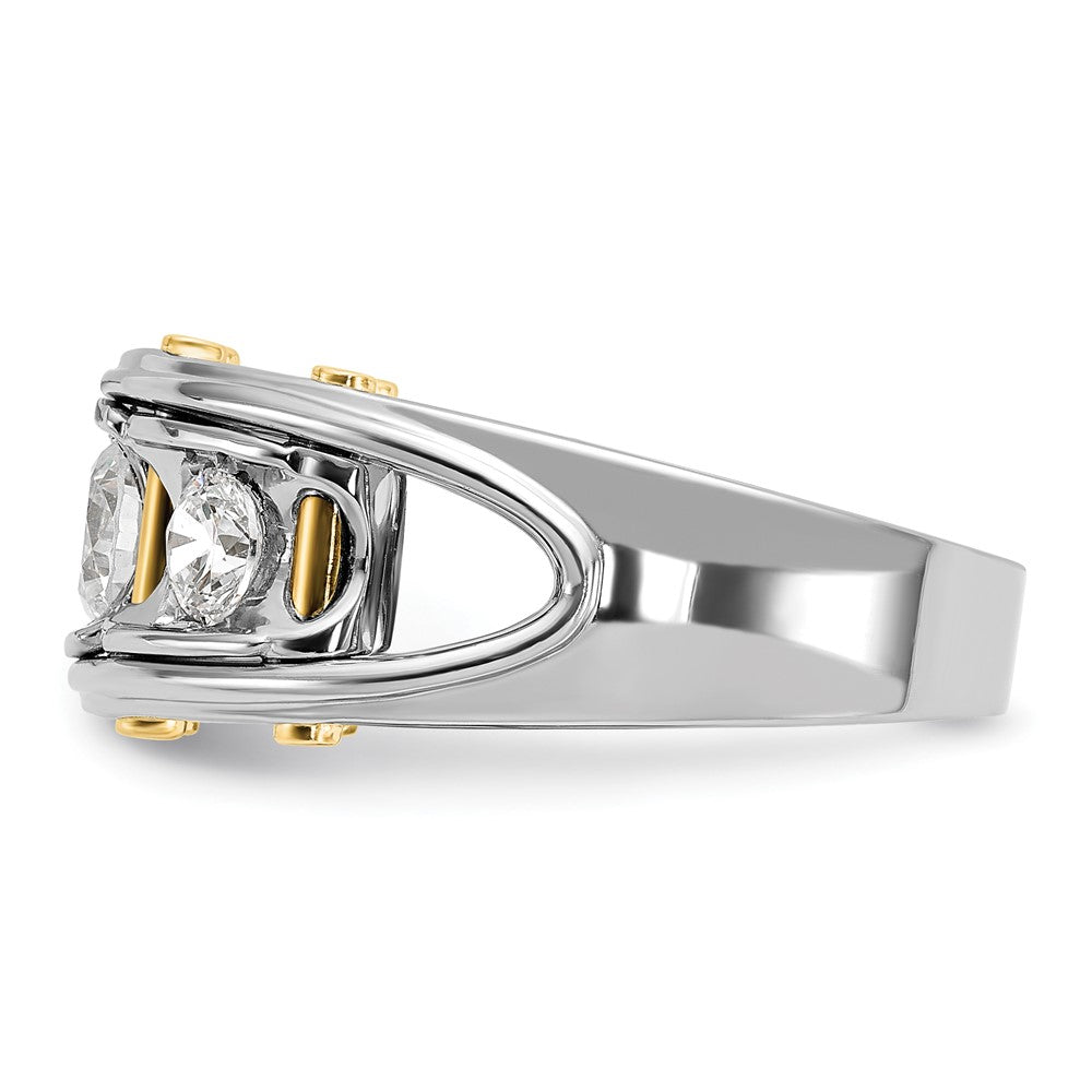 14k Two-tone IBGoodman Men's Polished 3-Stone AA Diamond Ring