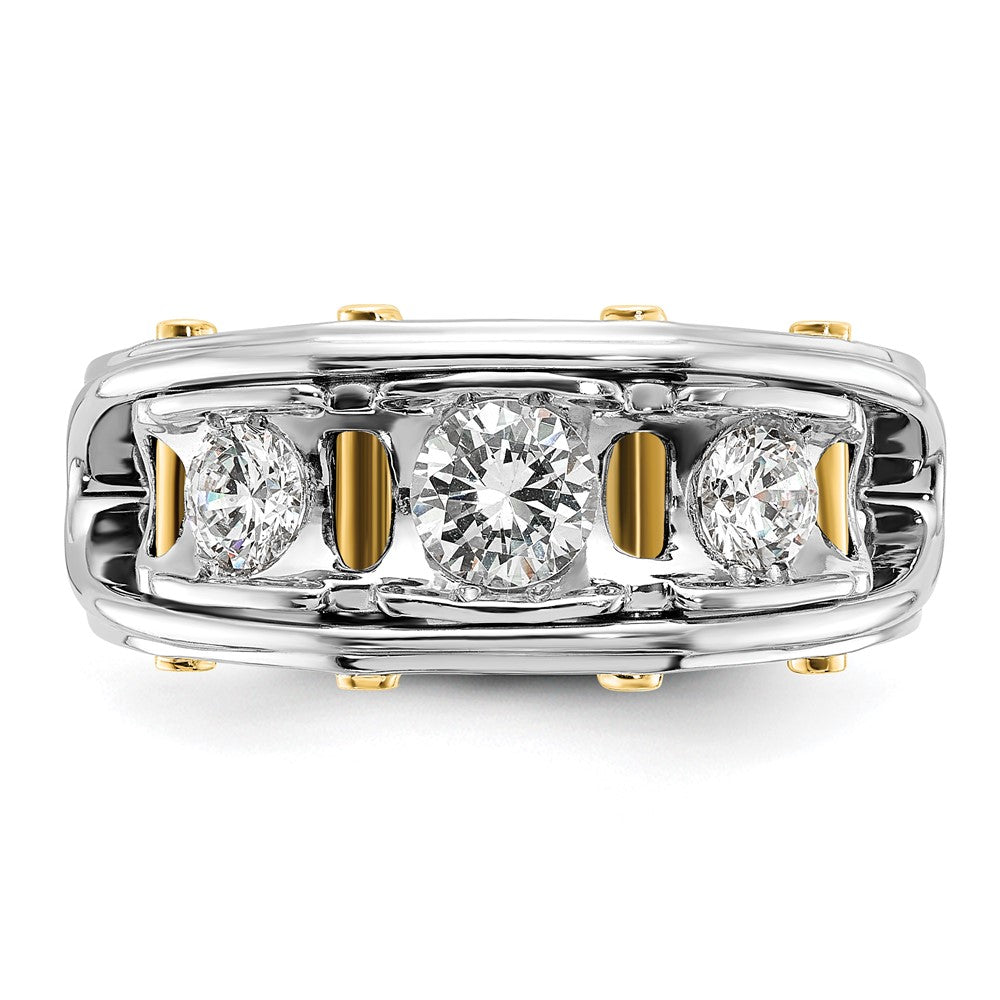 14k Two-tone IBGoodman Men's Polished 3-Stone Ring Mounting