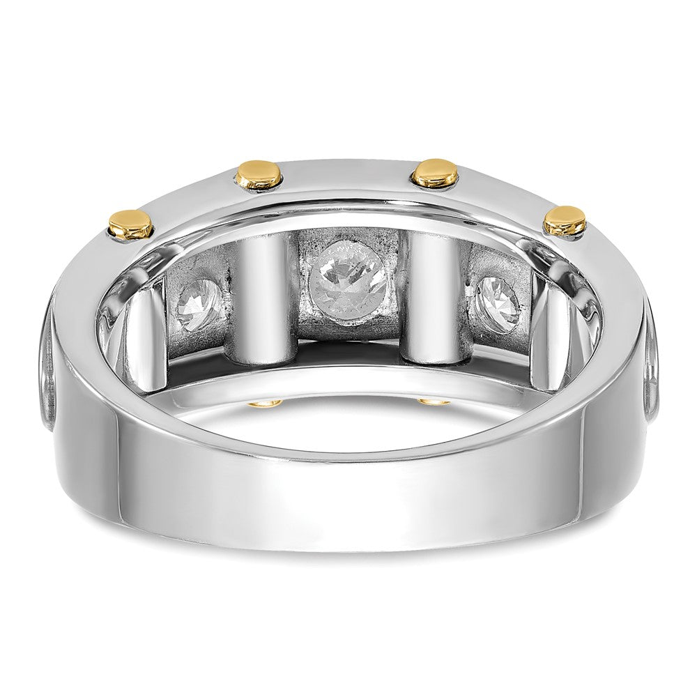 14k Two-tone IBGoodman Men's Polished 3-Stone AA Diamond Ring