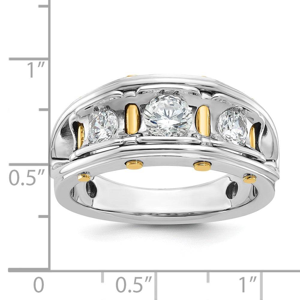 14k Two-tone IBGoodman Men's Polished 3-Stone AA Diamond Ring