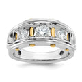 14k Two-tone IBGoodman Men's Polished 3-Stone AA Diamond Ring