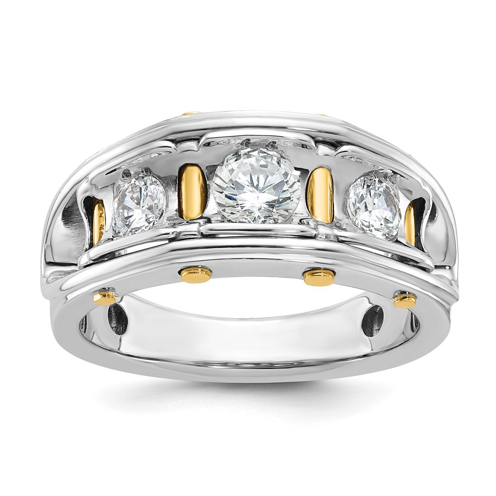 14k Two-tone IBGoodman Men's Polished 3-Stone AA Diamond Ring