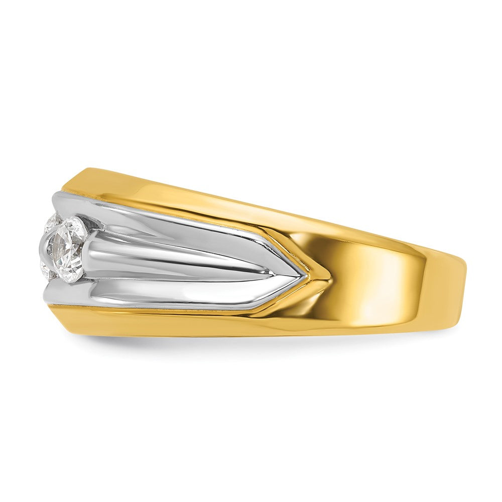 14ktt IBGoodman Men's Polished & Grooved 3-Stone Ring Mounting