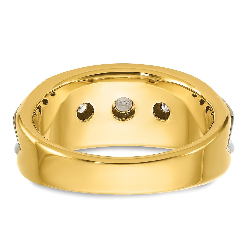14ktt IBGoodman Men's Polished & Grooved 3-Stone Ring Mounting