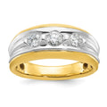 14ktt IBGoodman Men's Polished & Grooved 3-Stone Diamond Ring