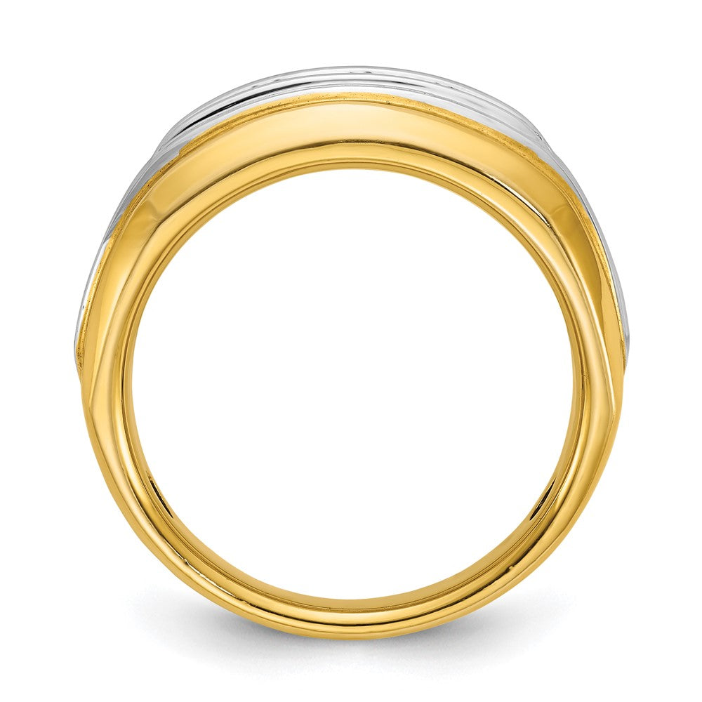14ktt IBGoodman Men's Polished & Grooved 5-Stone Diamond Ring
