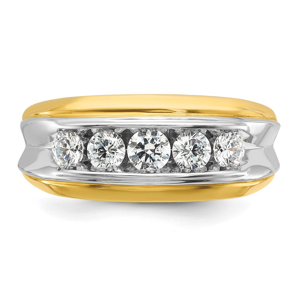 14ktt IBGoodman Men's Polished & Grooved 5-Stone Diamond Ring