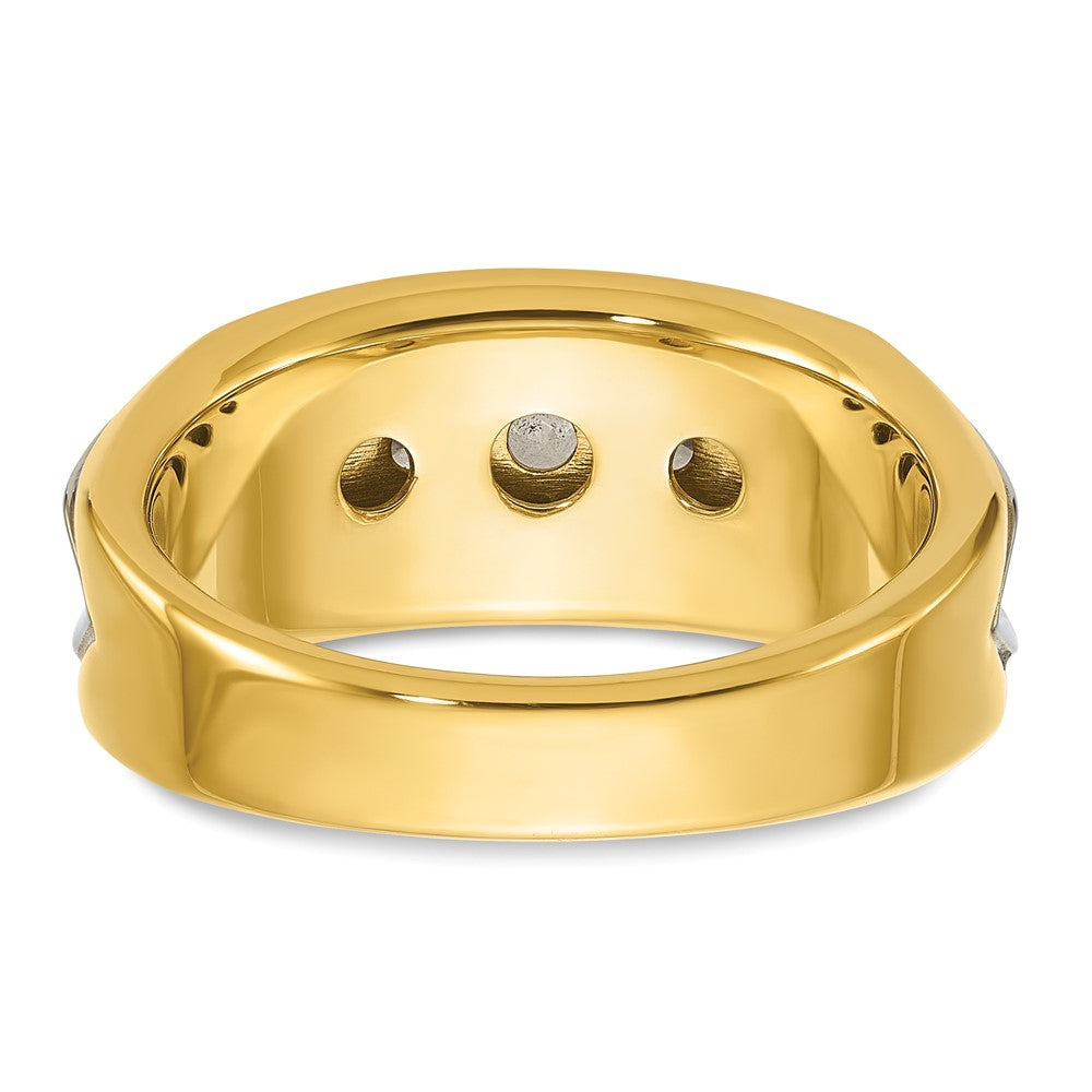 14ktt IBGoodman Men's Polished & Grooved 5-Stone Diamond Ring