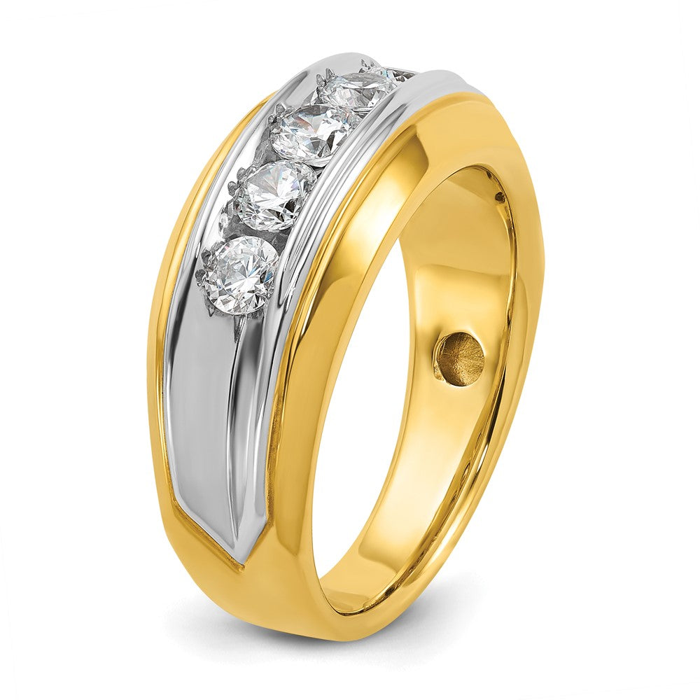 14ktt IBGoodman Men's Polished & Grooved 5-Stone Diamond Ring
